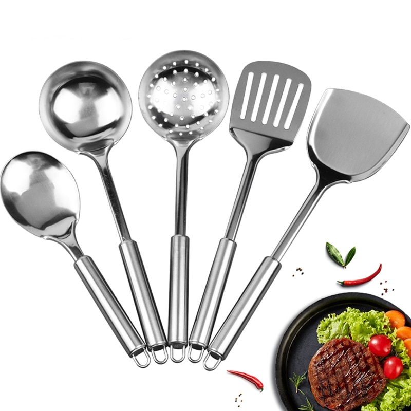 Stainless Steel Kitchen Cooking Utensil Set Cookware Colander Spoon Spatula Shovel Nonstick Cookware