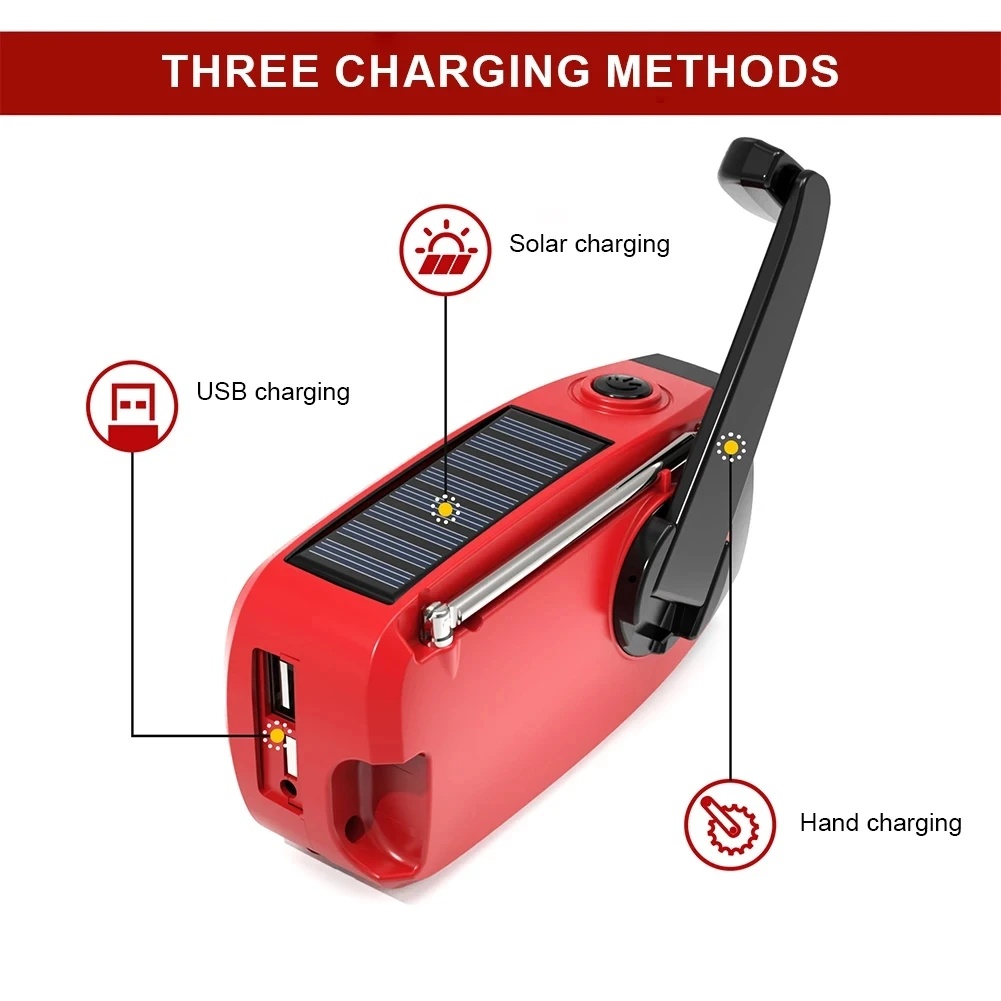 Ulepszenie wielofunkcyjnego radia korba ręczna Solar USB FM/AM/NOAA WB Radio pogodowe latarka awaryjna 2000 mAh zasilanie mobilne