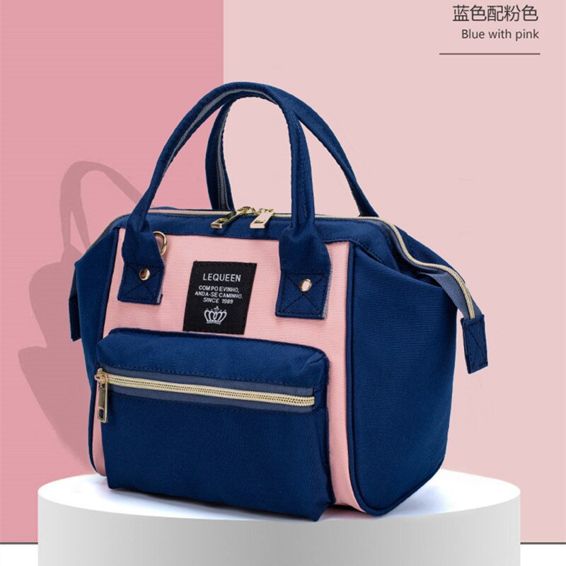 Lequeen-Mini bolsa de pañales de 2 tamaños, bolso de para madre y bebé,: Pink Blue-Small