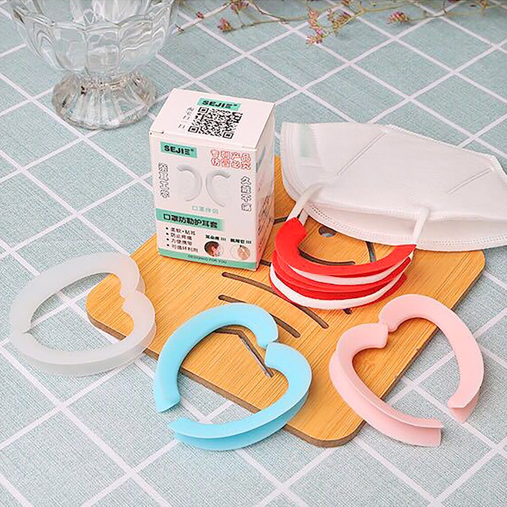 1 par silikon ansiktsmaske ørekroker deksel justerbar ørestropp myk gjenbrukbar sklisikker hørselsvern grep tilbehør