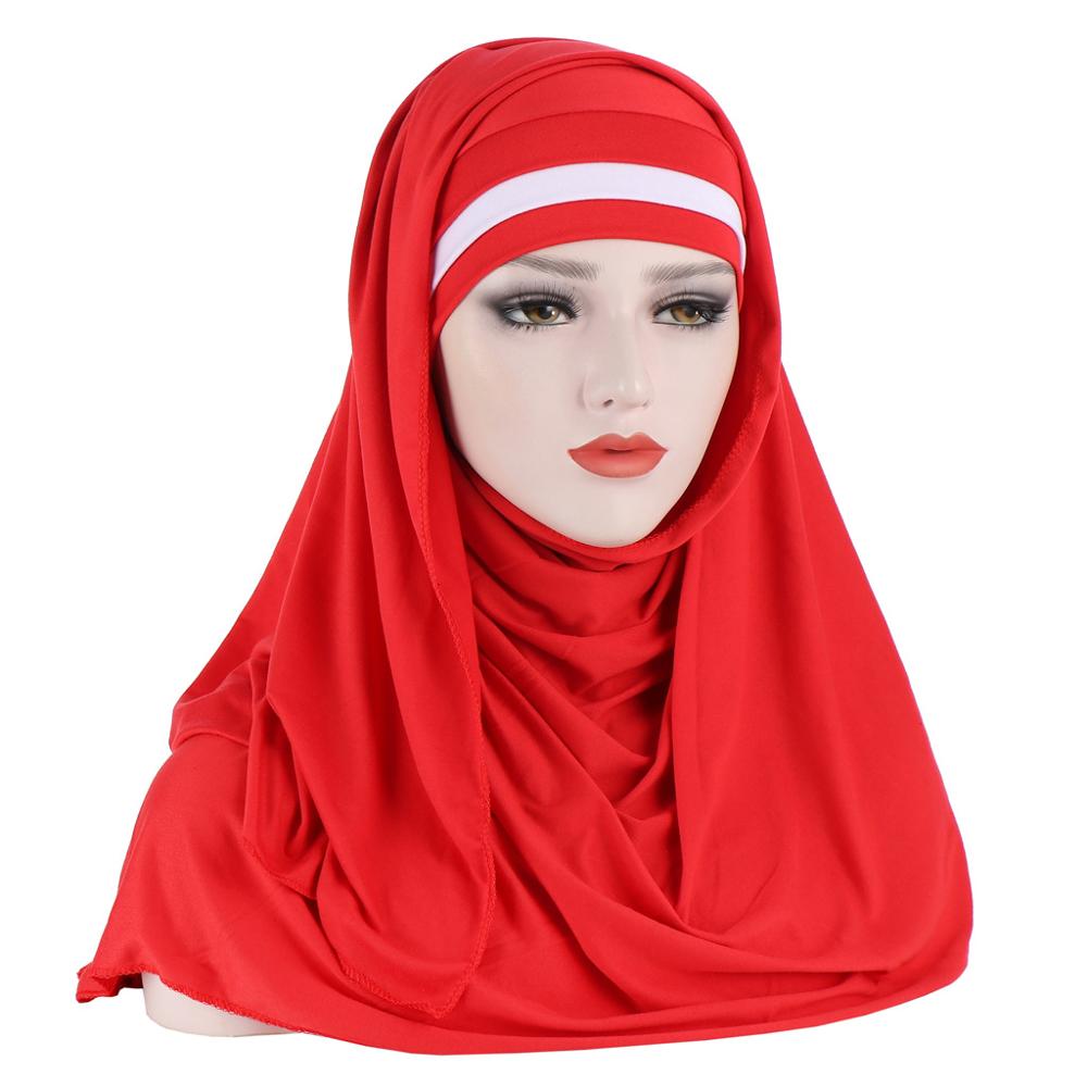 Bufandas musulmanas de dos colores para mujer, hiyab de doble bucle, bufanda deslizante, para tirar sobre el crepé, práctica bufanda estilo chal, novedad de: 1