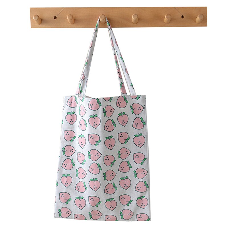 Bolso de compras reutilizable con estampado bonito, bolso de lona para mujer, bolso ecológico, bolso de hombro, bolso de viaje de playa, bolso de lino de algodón