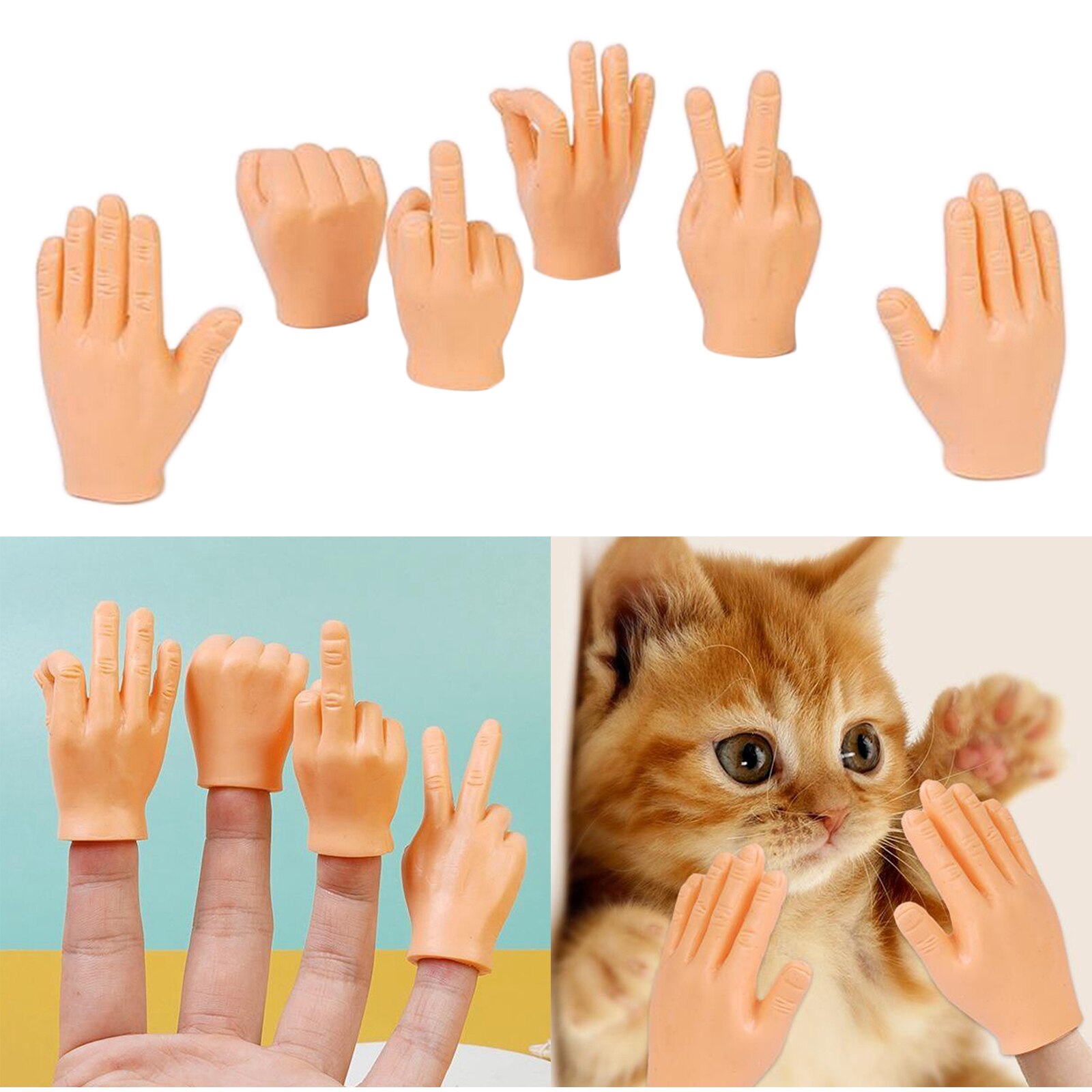 Finger Puppet Mini Finger Hands Tiny Hands with Left Hands and Right Hands for Game Party: 6pcs