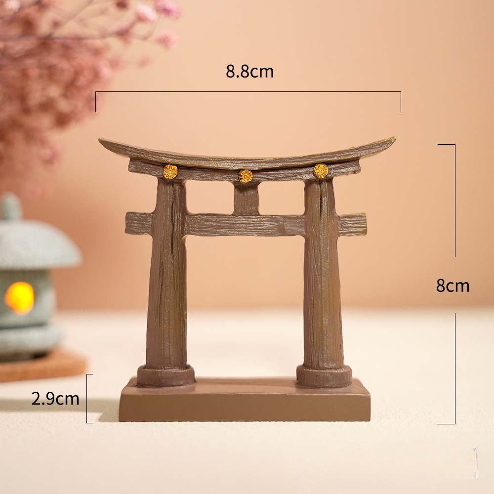 Puerta Torii en miniatura, templo japonés Shinto, jardín, Mini adorno arquitectónico asiático para casa, decoración de pecera, decoración china: Marfíl