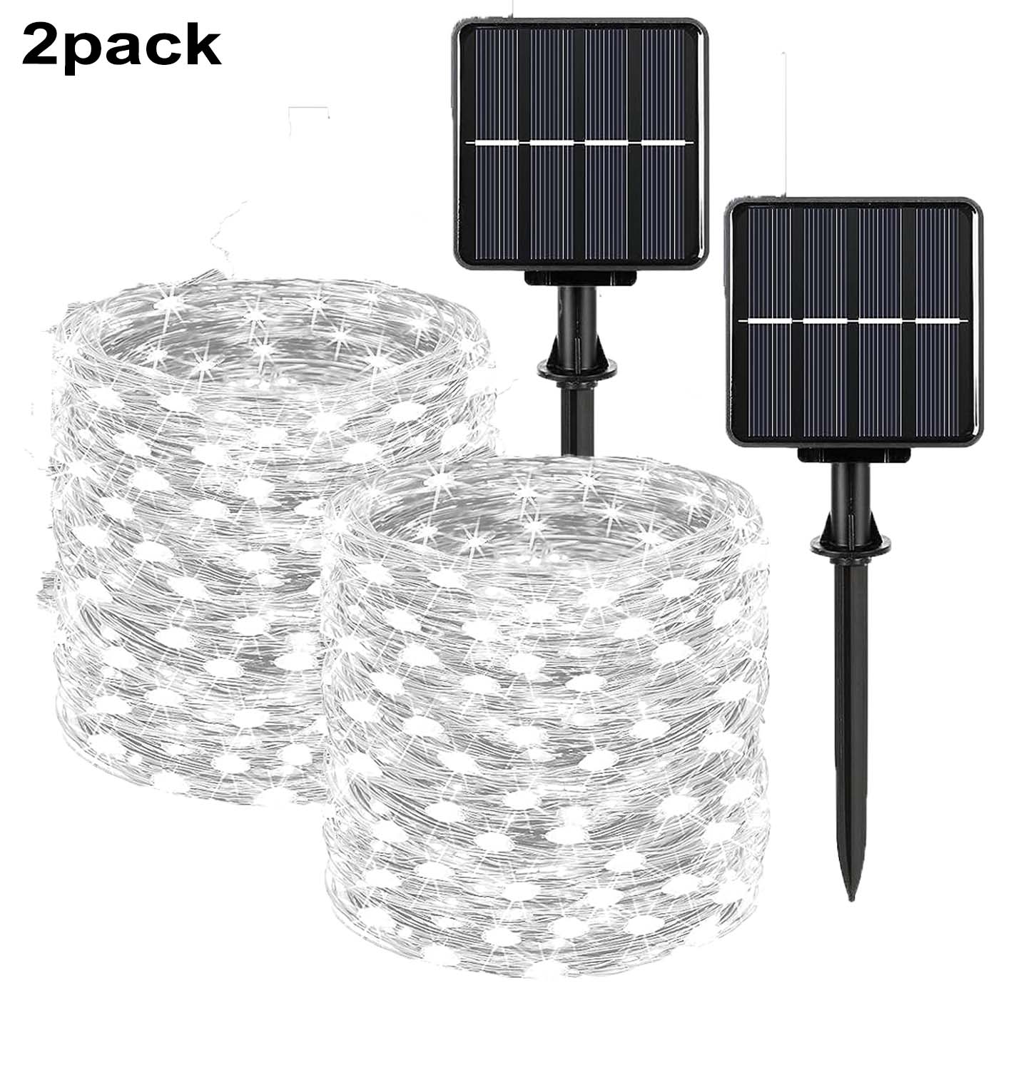 Pack of 4 Solar Fairy Lights Outdoor 400LED Fairy Lights Outdoor 8 Modes Copper Wire IP65 Warterproof for GardenPatio Yard Party:  Light Yellow / 0-5W