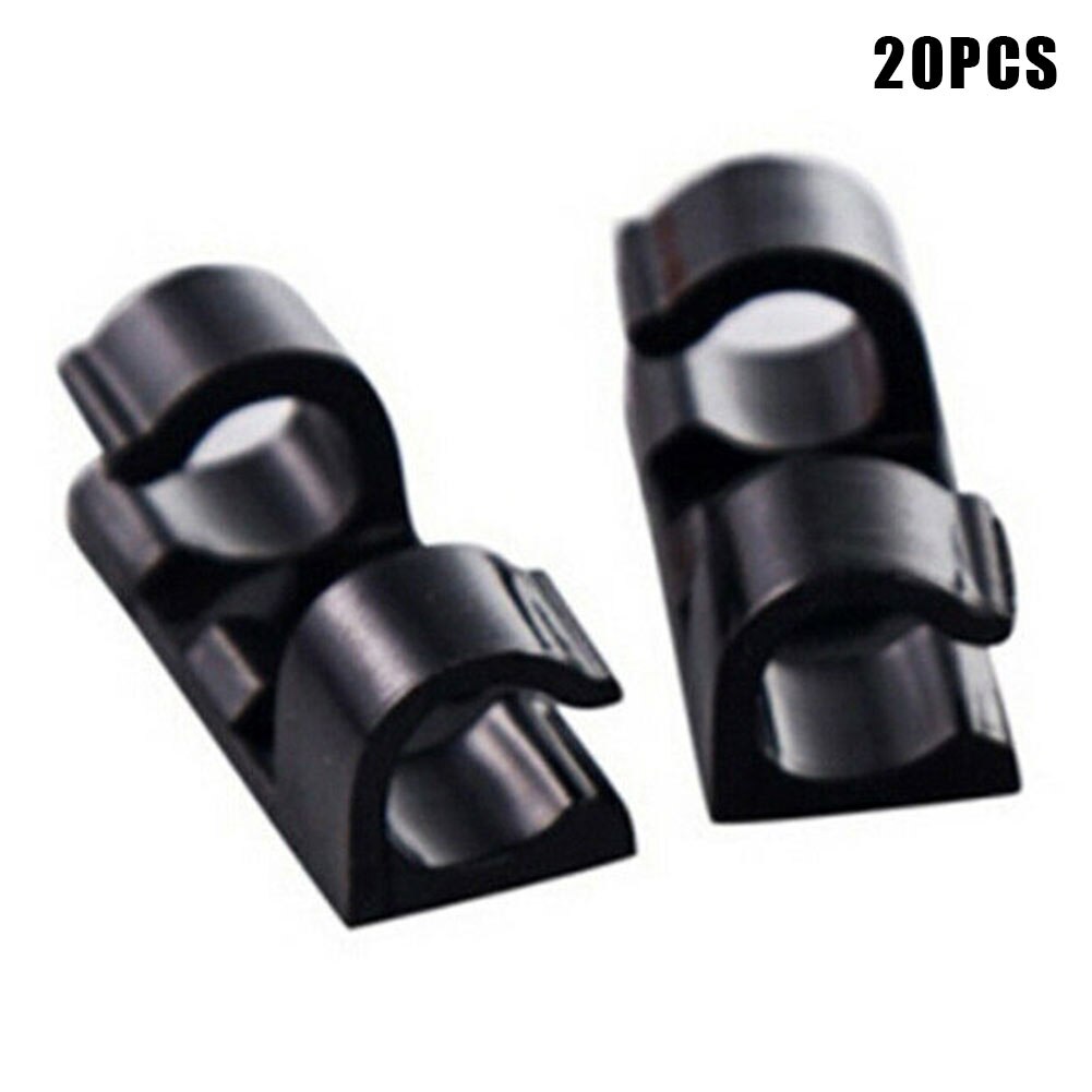 20Pcs Wire Storage Clips Buckle Securing Cable Clamp Data Line Finishing Organizer 1x1x3cm for home wire, networks cable WWO66: Black