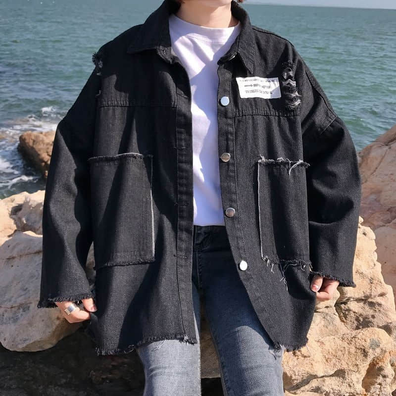 NiceMix Frühling Denim Mantel Frauen Lange Hülse Plus Größe Gedruckt Jean Jacke Loch Freund Stil Streetwear Jacken Mantel