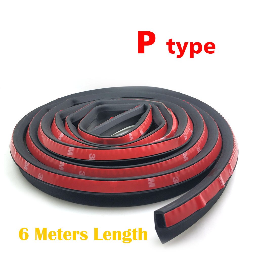 6 Meter/pcs Auto Deur Afdichting Strip P B D Z type auto geluidsisolatie afdichting rubber strip anti Noise Rubber tochtstrip: Grijs