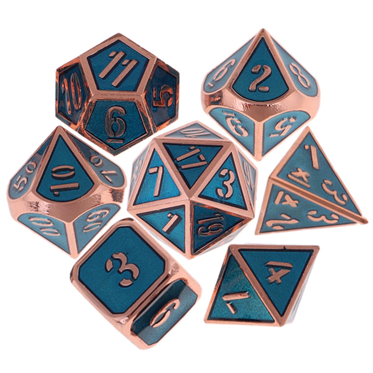7Pcs Multi-sided Dice Set D&amp;D Dice Game zinc alloy Polyhedral Dice Solid Metal 7-Piece RPG Dice Set