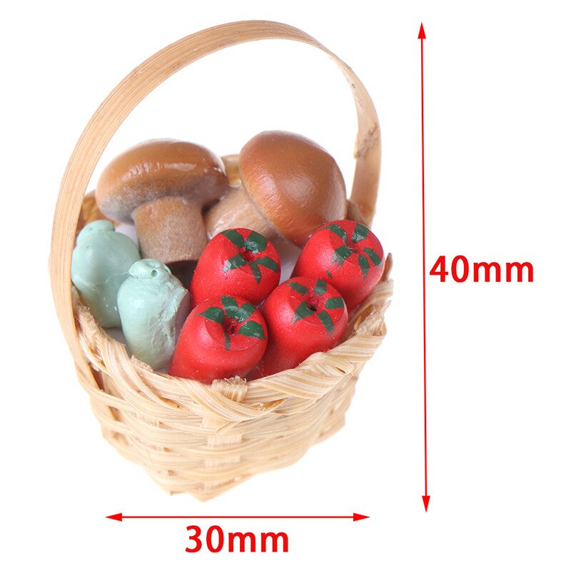 Eetkamer Fruit Groenten Bamboe Mand Voedsel Poppen Miniatuur Voedsel Speelgoed Kok Huis Miniatuur Accessoires