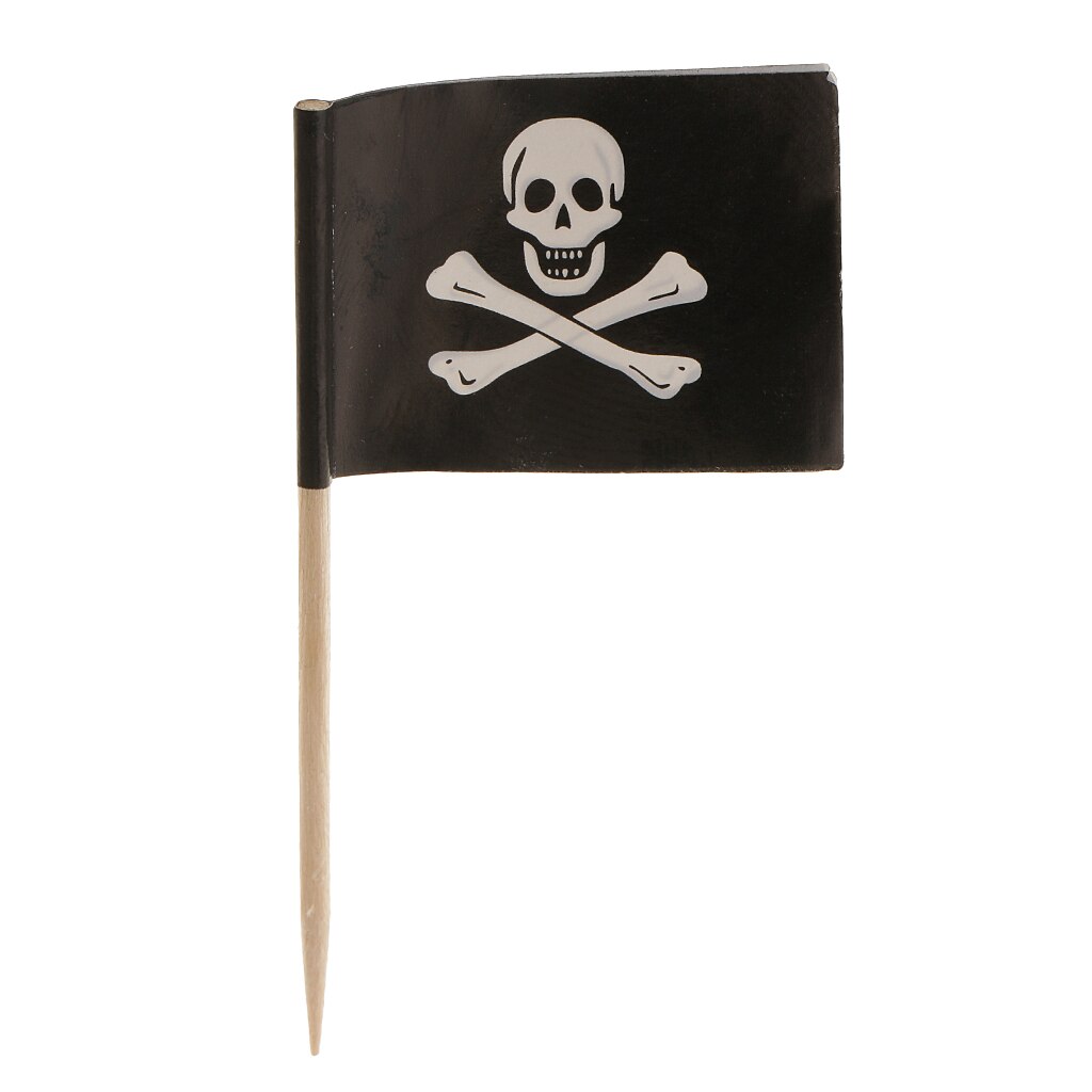 50pcs Pirate Cocktail Toothpicks Flags Cake Toppers for Food, Appetizer, Cocktail, Cupcake Decoration