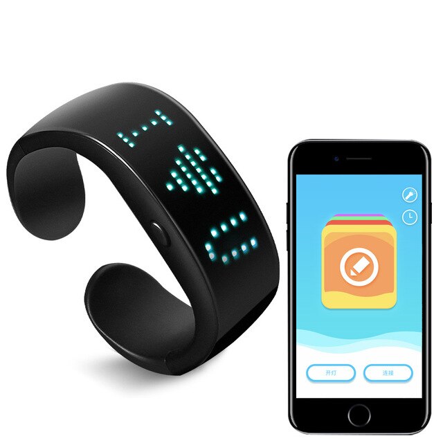 Smart bluetooth ledet lysende armbåndsur app forbundet til mobiltelefon for at ændre ordet barnets anti-mistede skærmarmbånd
