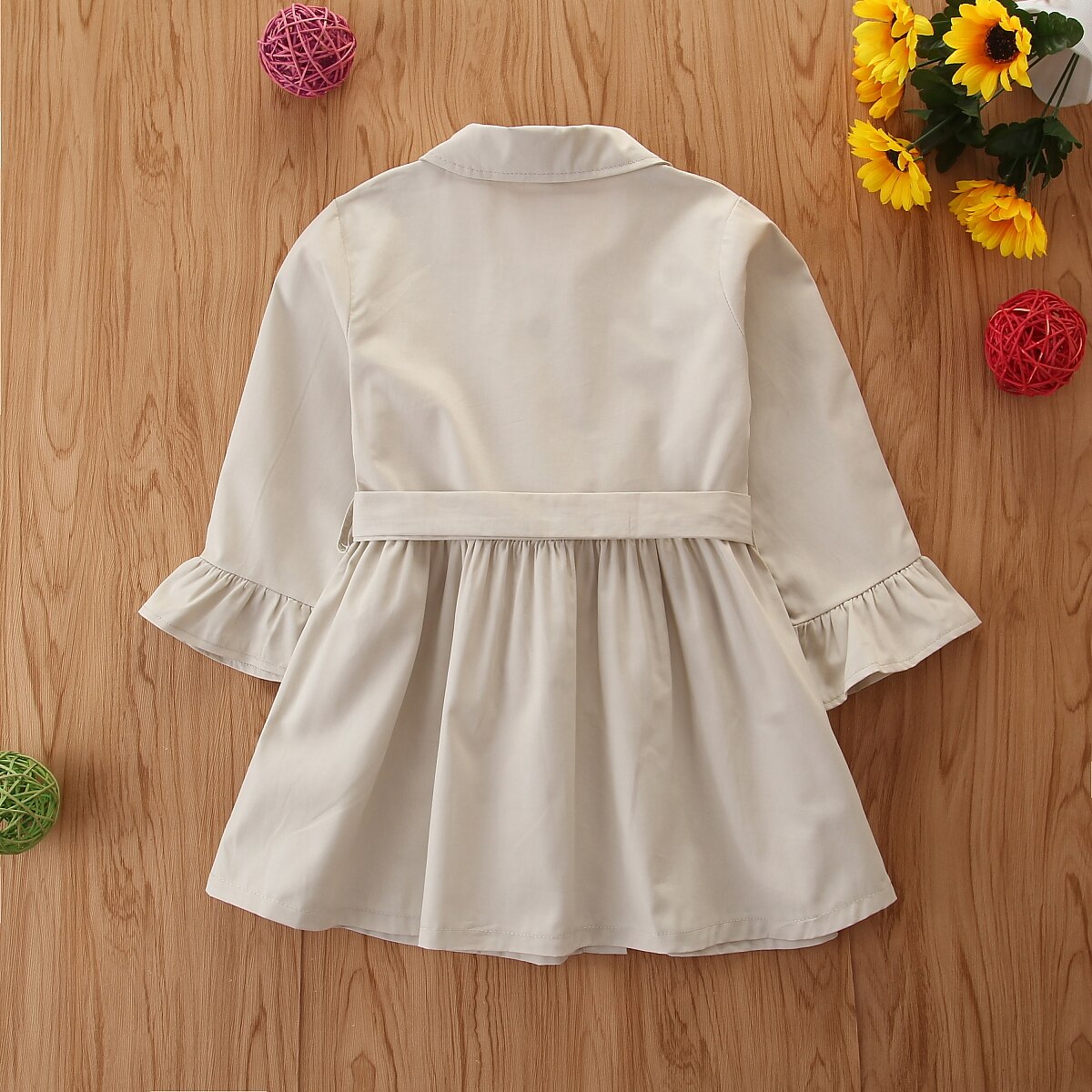 Fall Spring Kids Girls Trench Coat Solid Girls British Style Single-breasted Long-sleeved Trench Cardigan Clothes