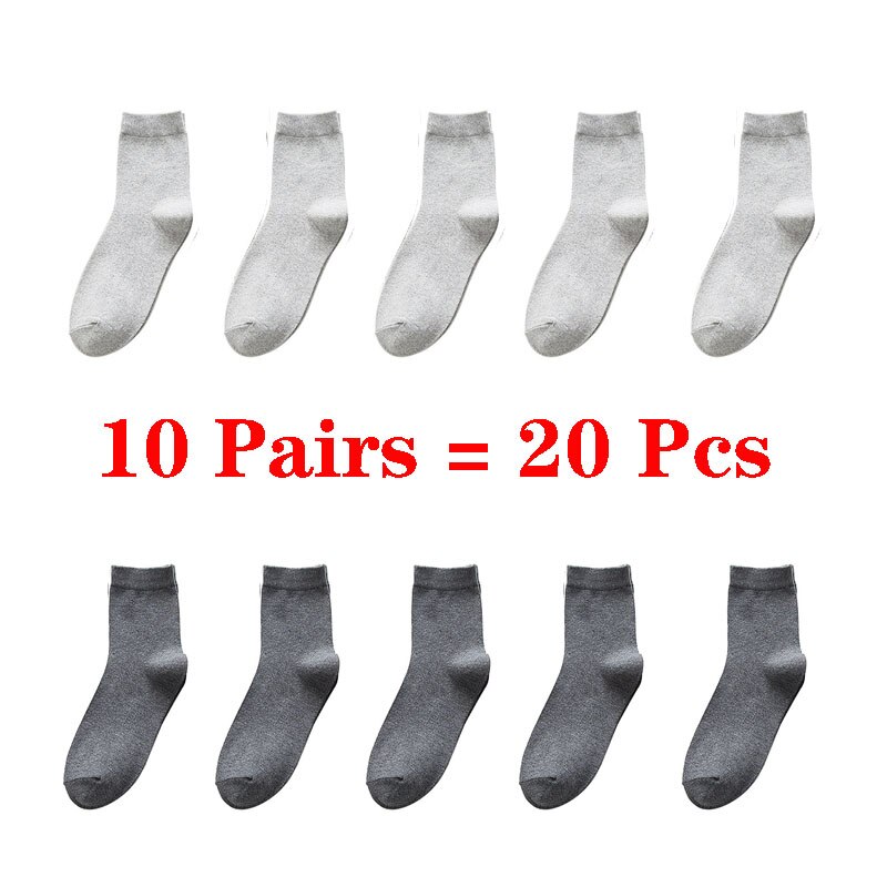 10 par= 20 stk business casual bomuld hvide sokker mænd forår efterår vinter ensfarvede crew sokker mandlige åndbare strømper meias: 6