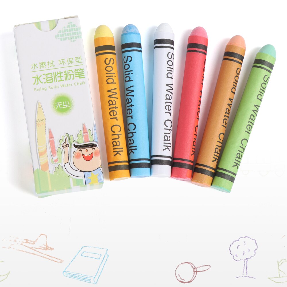 1/2 caixas de cores misturadas giz crianças desenho graffiti quadro negro estacionário escola suprimentos solúvel em água poeira-livre giz marcador caneta: 12pcs-2Boxes