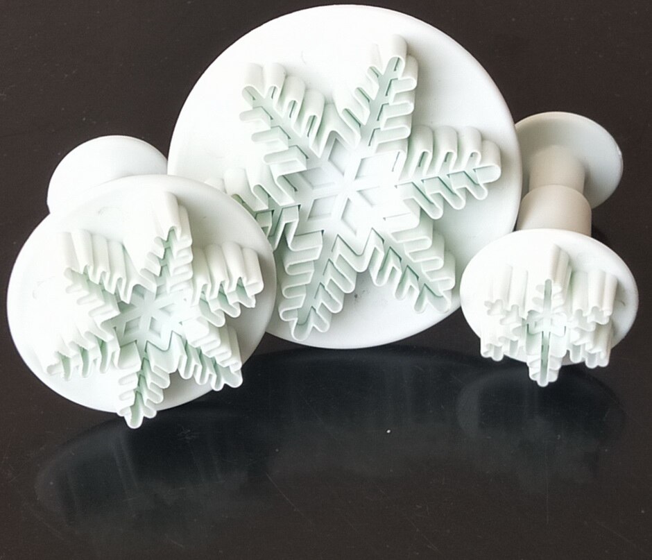 3Pcs Snow Flake Snowflake cake Cutter Mold Fondant Cake Tools Plunger Decorating Craft Fondant Cake Decorating Tools
