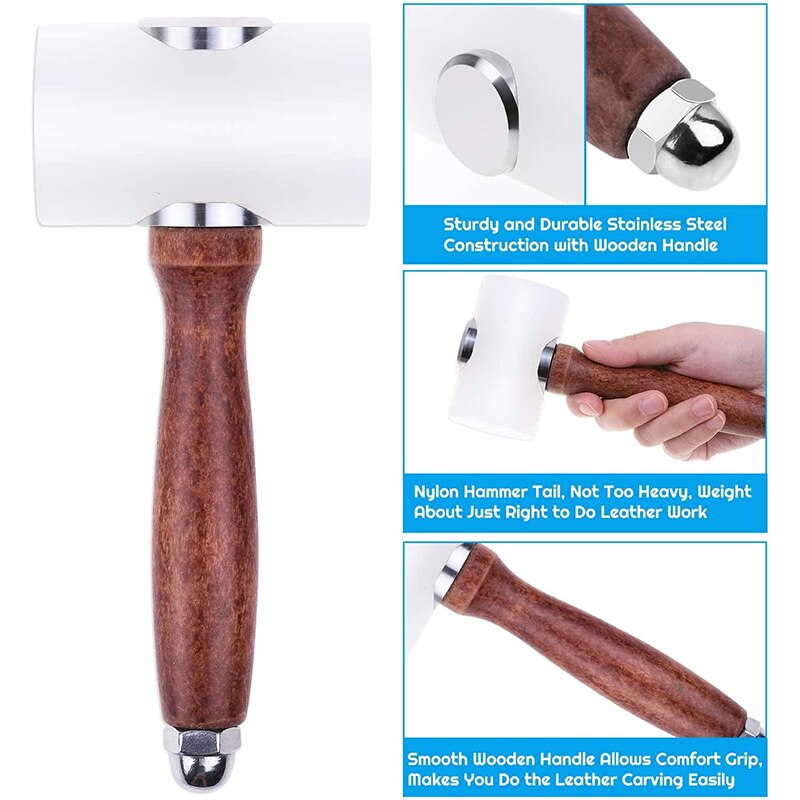 Leder Nähte Beutel NäHenne Werkzeuge Bausatz mit 4mm Zinke schlagen Nähen Meißel Leder Carving Hammer Hammer