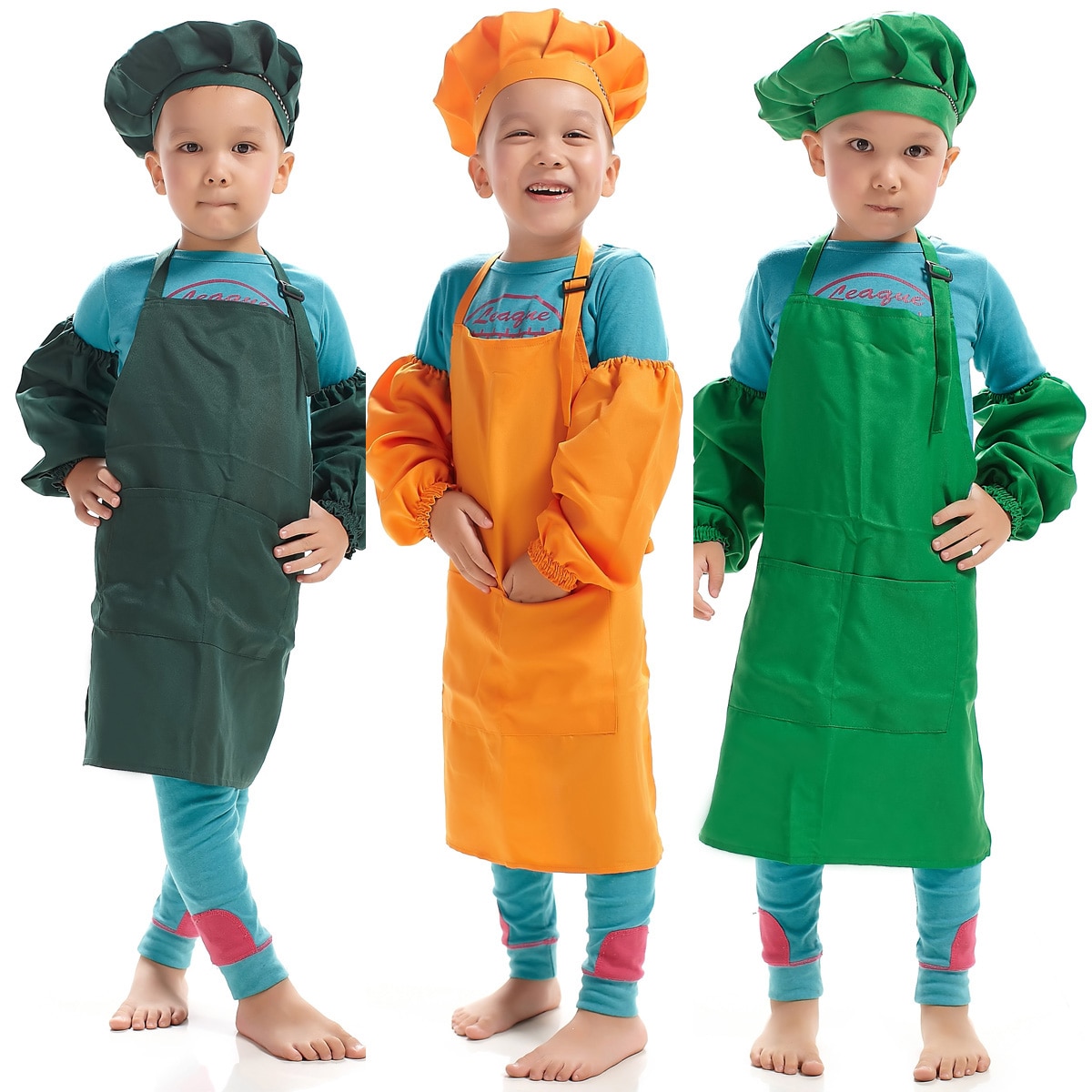 Kinderen Multicolor Koken Kleding Chef Uniform voor Kinderen Keuken Cosplay Halloween Party Kostuum Jongens Meisjes Schort Hoed Manchet