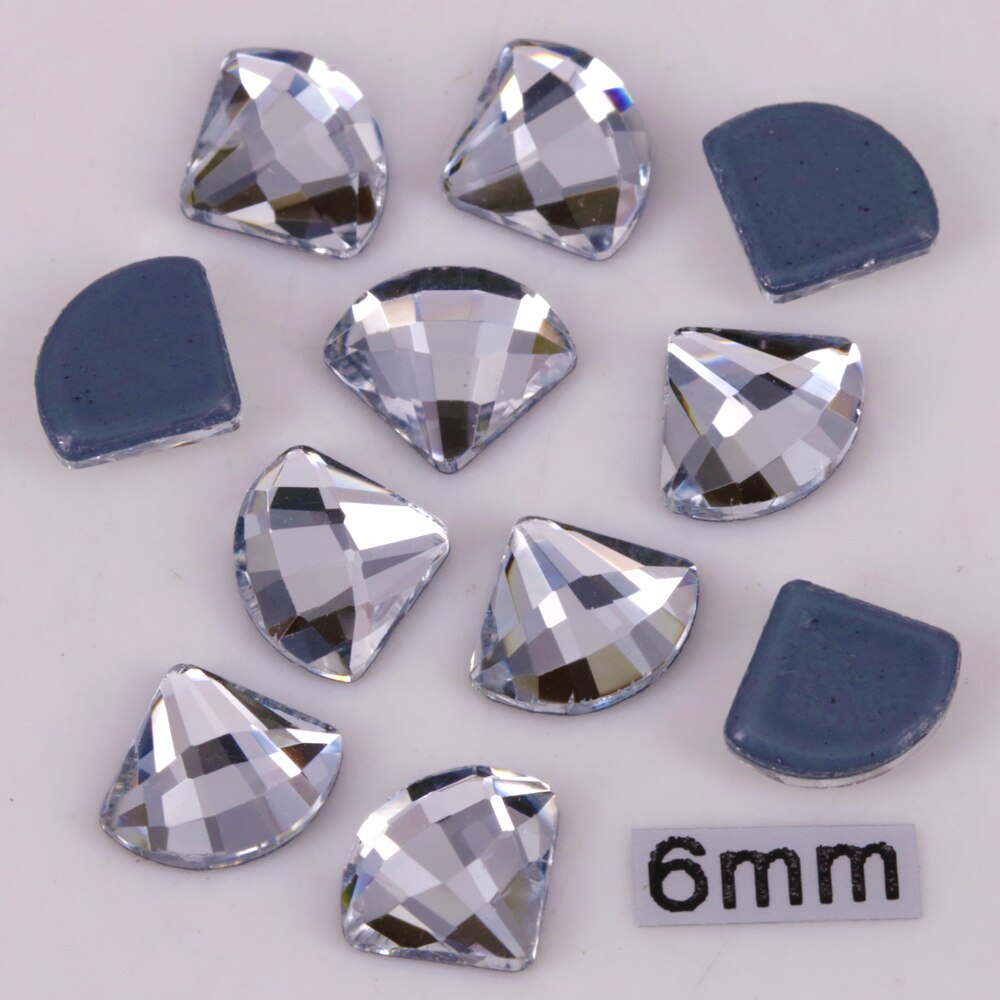 ! 6mm Crystal Clear Fan Hotfix Rhinestones/Iron Op Flat Terug Kristallen