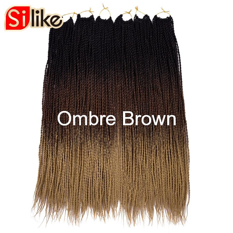 Silike 24 inch Ombre Senegalese Twist Hair Crochet Braids 30 Roots Pre-looped Synthetic Crotchet Braiding Hair for Women: T1B/613