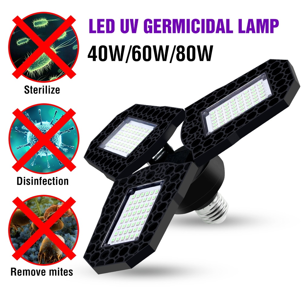 Uvc-lamppu 220v led uv-sterilointivalo  e27 led-desinfiointilamppu 110v germisidinen otsoni led-valo 40w 60w 80w kotikäyttöön tarkoitettu bakterisidinen
