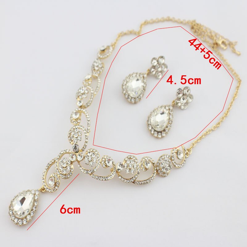 Jiayijiaduo Simulierte Perle Schmuck Hochzeit Braut Schmuck setzt silber-farbe Blume Halsband Halskette Ohrringe: Gold-farbe