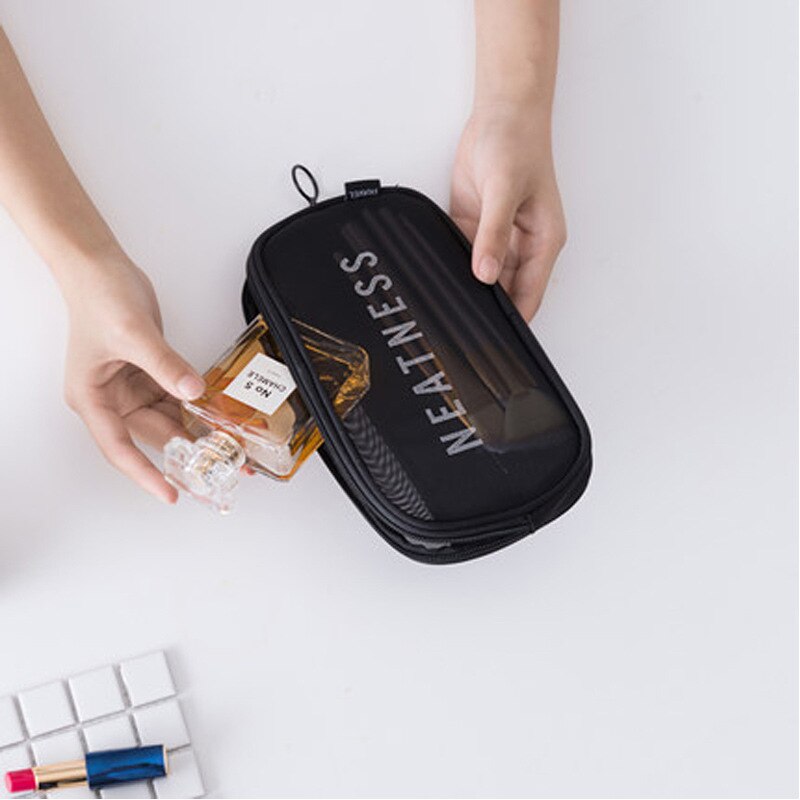 Vrouwen reizen kleine grote cosmetische tas set make-up mesh toilettassen mannen was organizer etui case nodig vrouw