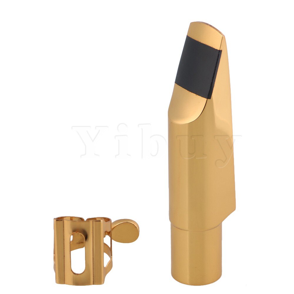 Yibuy Copper Gold-Plated 7# Eb Alto Saxophone Mouthpiece Cap Ligature