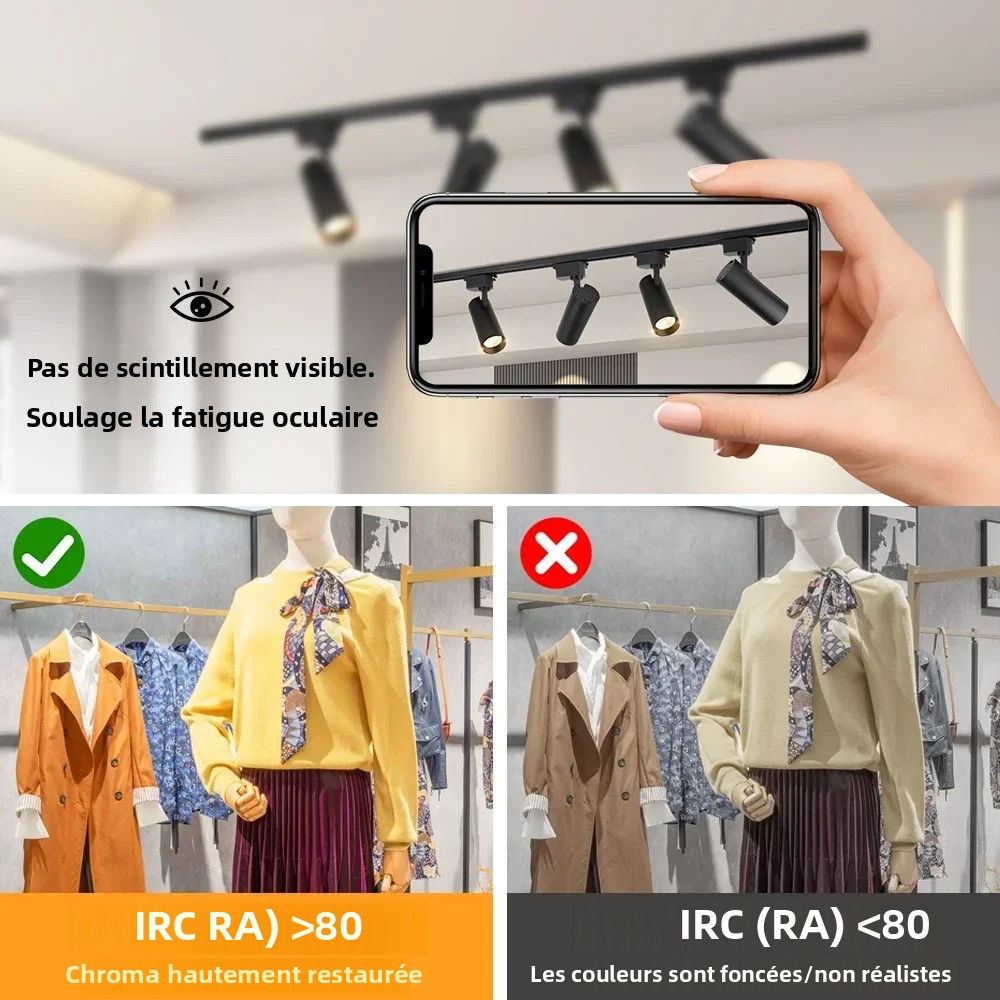 Plafoniera a binario a LED dimmerabile 110V 220V 3 colori Faretto con telecomando Lampada a LED lineare Apparecchio di illuminazione da cucina