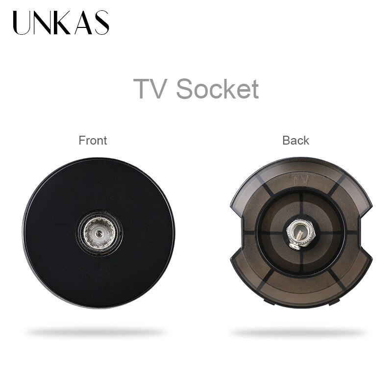 UNKAS DIY Modules Matching TV Connector Port RJ12 Telephone Jack For Wall Power 16A Socket Free Combination Outlet: Black TV
