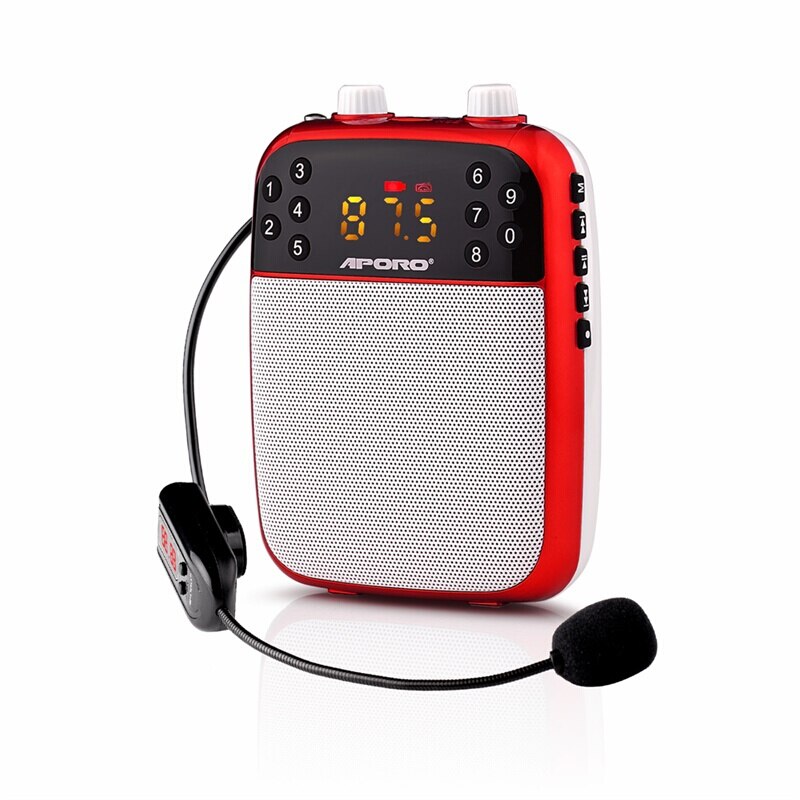 Senza fili Megafono Con Microfono 10W Amplificatore di Voce Portatile 2000mAh Grande Potenza Indossabile Auricolare Con Microfono per Insegnante di Promozione: Rosso