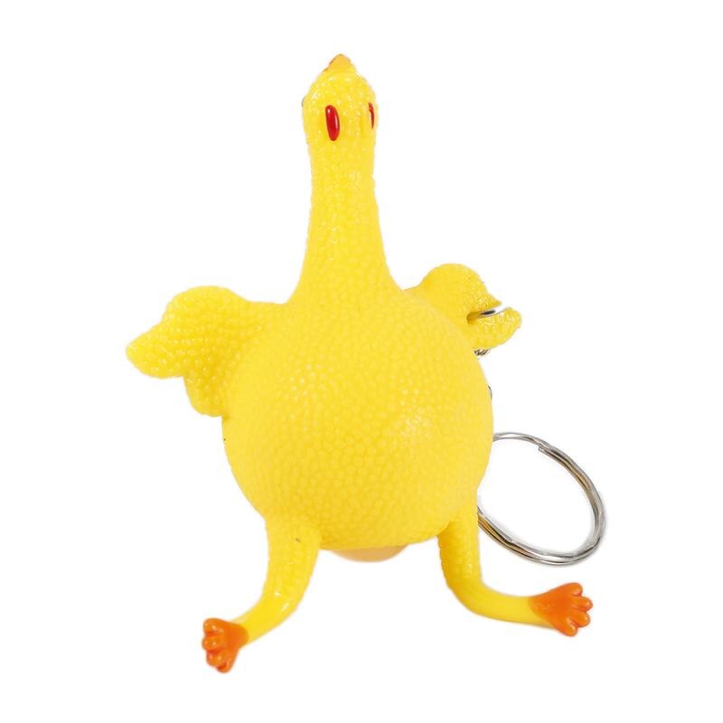Christmas Toy Vent Chicken Rubber Whole Egg Laying Hens Crowded Stress Ball Keyring Latest Key Chain Pendant Prank