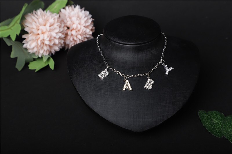 Hiphop DIY Cuban Necklace Rhinestone Letter Necklace Women Gothic Statement Necklace Jewelry Own Style: 5