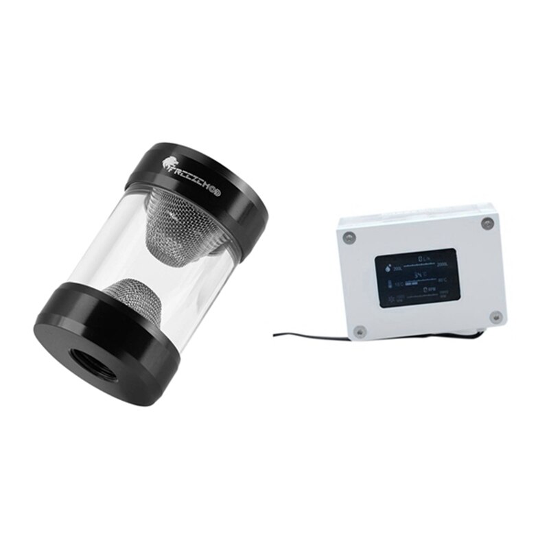 Freezemod 1 stuks  g1 / 4 inch waterkoelsysteemfilters & 1 stuks lcd-temperatuurdetectie pc waterkoeler flowmeter