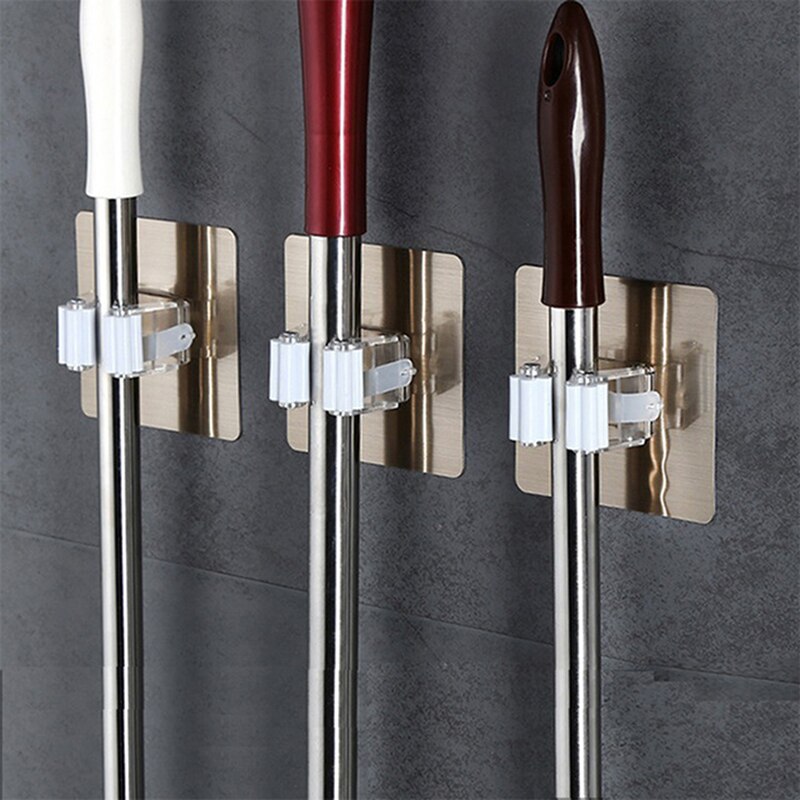 Aan de muur gemonteerde dweilorganizerhouder borstel bezemhanger opbergrek keukengereedschap muur huishoudaccessoire hangende pijphaken