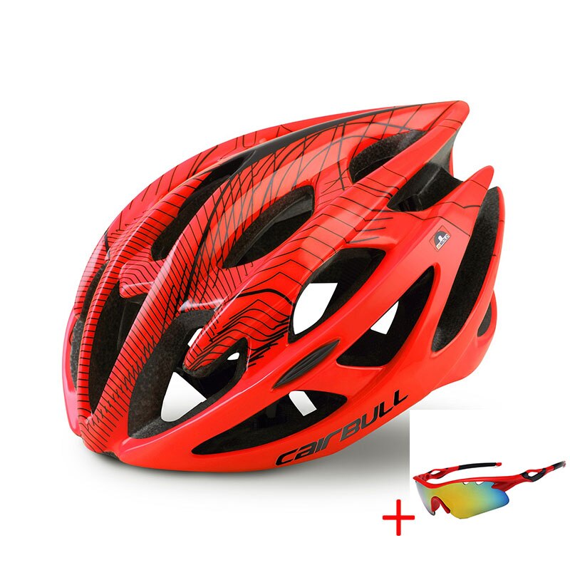 Mtb Men Women Road Mountain Bike Helmet with Glasses Ultralight All-terrain Sports Riding Cycling Helmet Child: Fluorescent orange / ML(58-62CM)