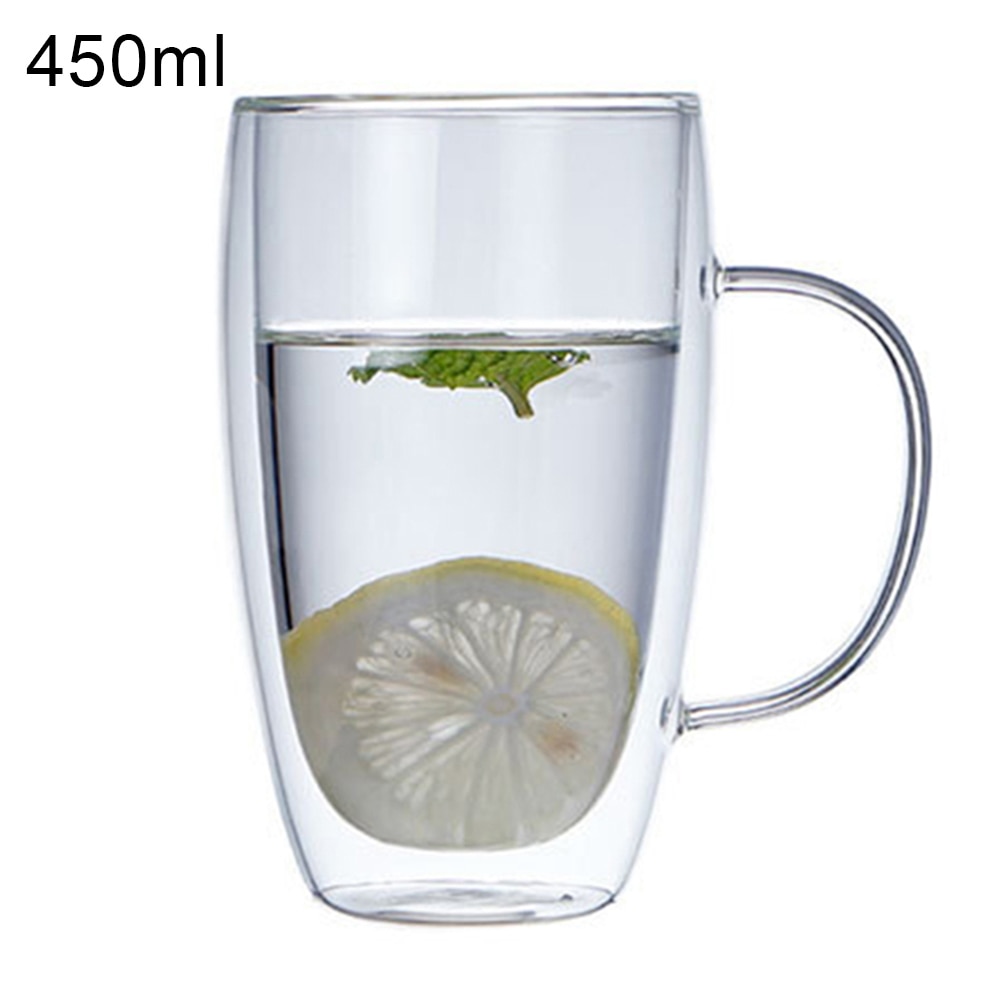 250/350/450ml gjennomsiktig glass varmebestandig dobbel vegg glass vannkopp øl kaffekopp sett håndlaget ølkrus te krus