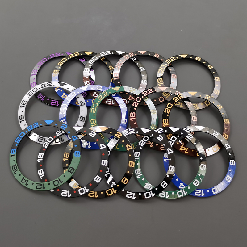 Insert de lunette en céramique incurvée de 38mm, adapté au SKX007 SKX009 GMT SUB, boîtier de montre NH35 NH36, anneau d'insertion de lunette de mouvement, pièces de montre pour hommes