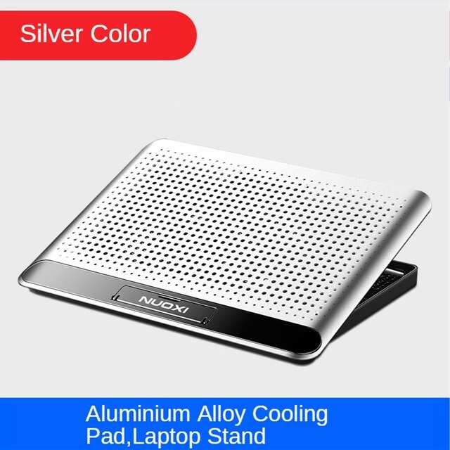 Sammenleggbart laptopstativ aluminiumslegering økt høyde anti-skli plassbesparende sklisikker med laptop kjølepute vifte 17 tommer 2 usb: Sølv