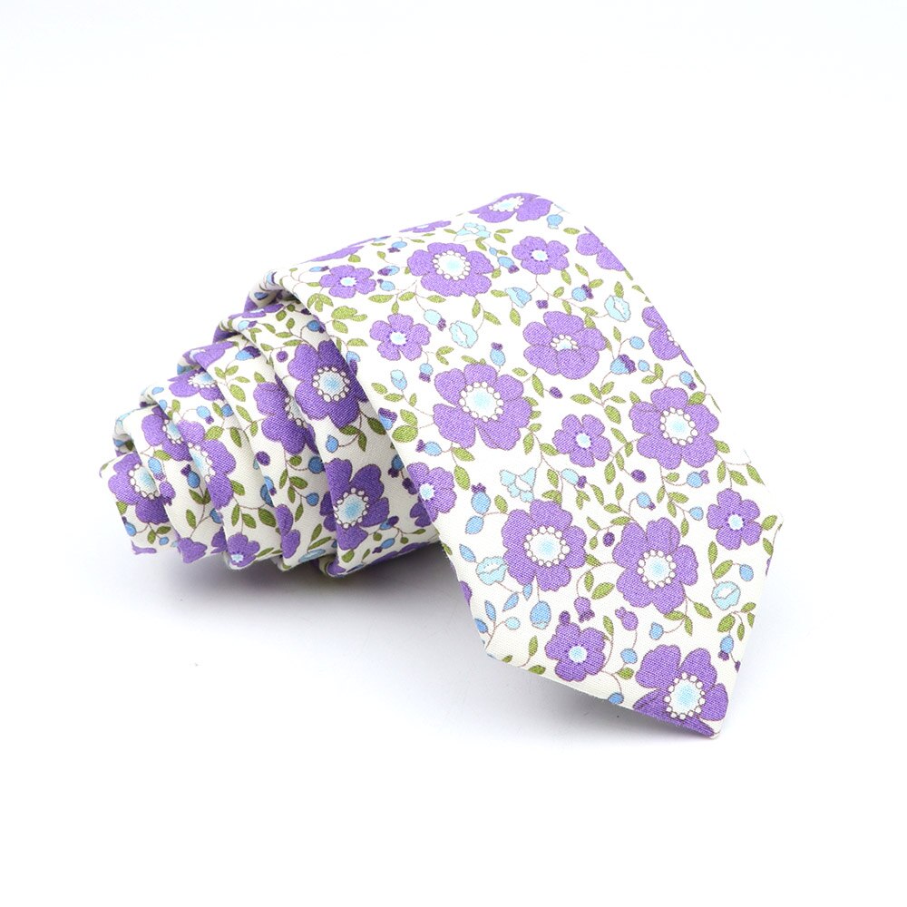 Cravate slim en coton pour hommes, , décontracté, pour costume de mariage, rose, bleu, jaune, imprimé Floral,: 10