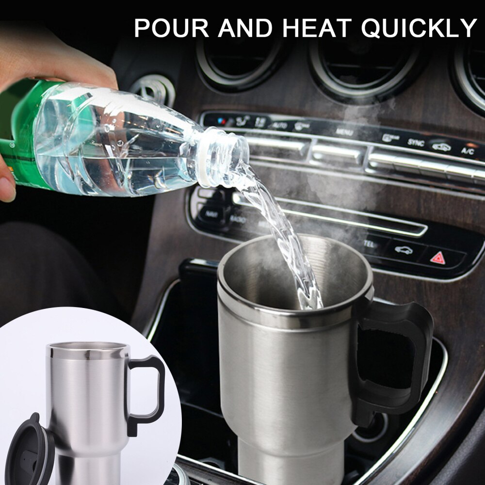 500Ml 12V Rvs Auto Verwarming Cup Waterkoker Reizen Koffie Mok Met Aansteker Kabel Auto Water Houden warmer Waterkoker