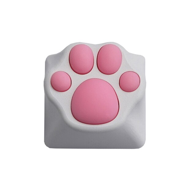 Mignon chat/Panda Palm métal Keycaps 1pc personnalité pour clavier mécanique Soft Feel Key Cap adapté pour Cherry Switch claviers: White Pink