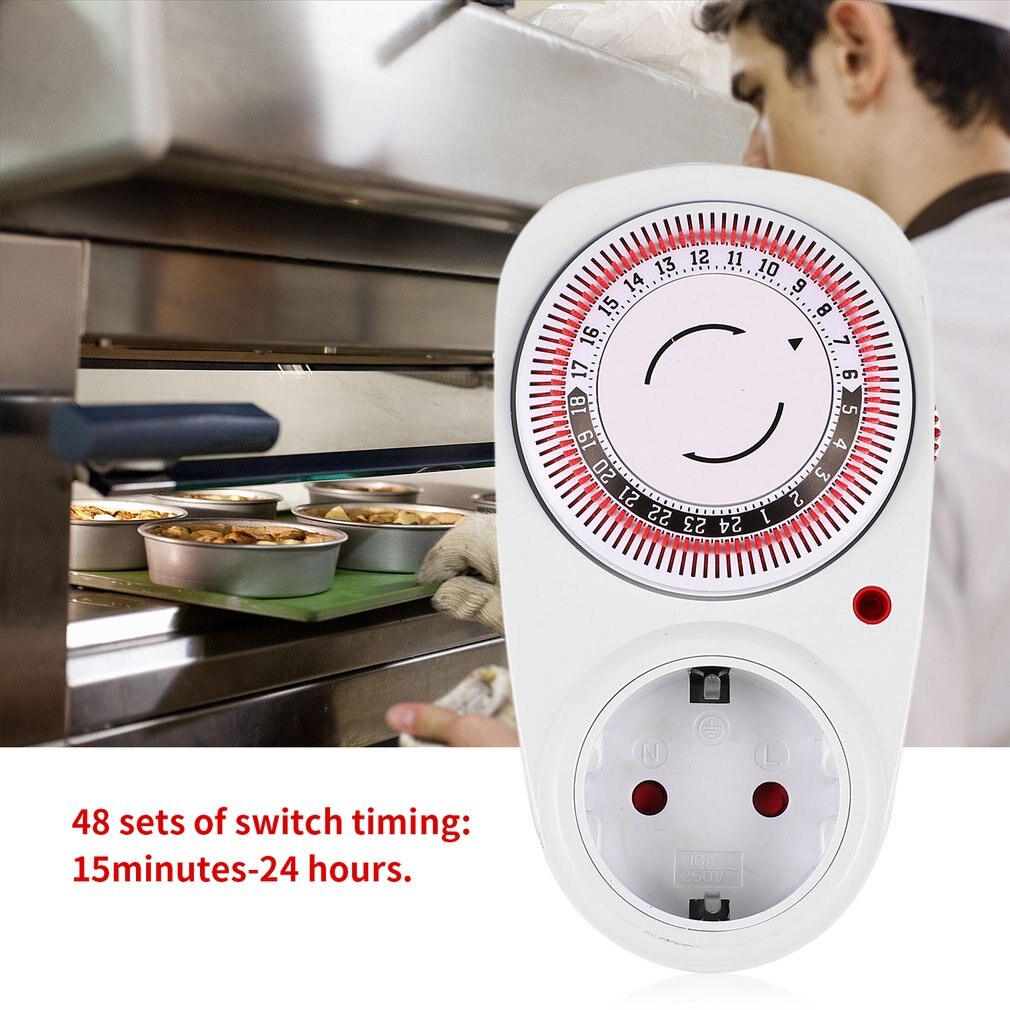 24 Hours EU/ US/UK Plug in Mechanical Grounded Programmable Timer Switch Smart Countdown Switch Socket Indoor Auto Power off