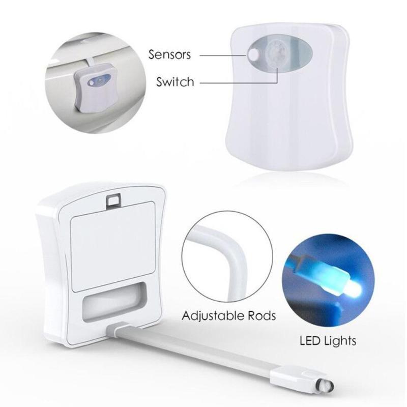 Smart Bathroom Toilet Nightlight LED Body Motion Activated On/Off Seat Sensor Lamp 8 Colors PIR Toilet Night Light lamp