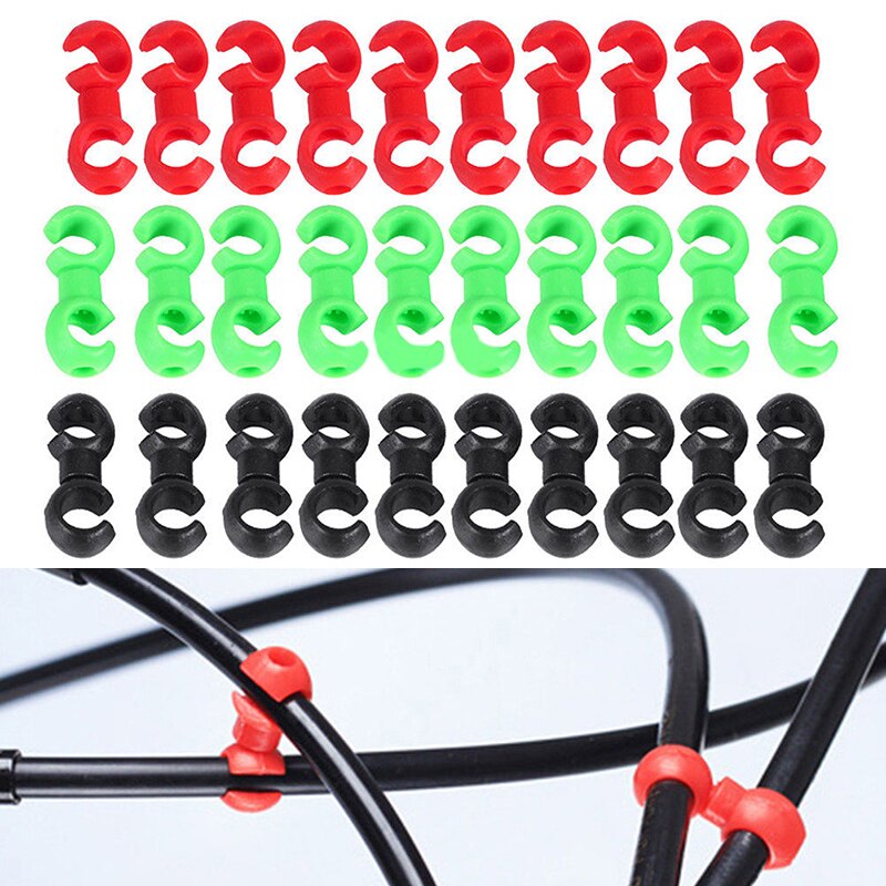 10x S Vormige Haak Clips Bike Brake Gear Cross Kabelbinder Tidy Clip Klem Plastic