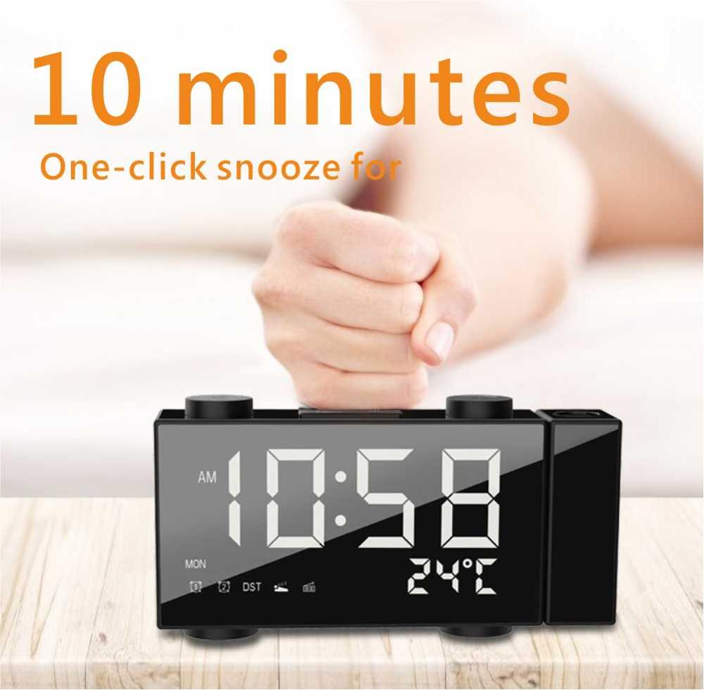 Projectie Wekker Digitale Klok Led Tafel Klok Nachtkastje Klok Desktop Klok Kalender Elektronische Klok Met Radio Projectie