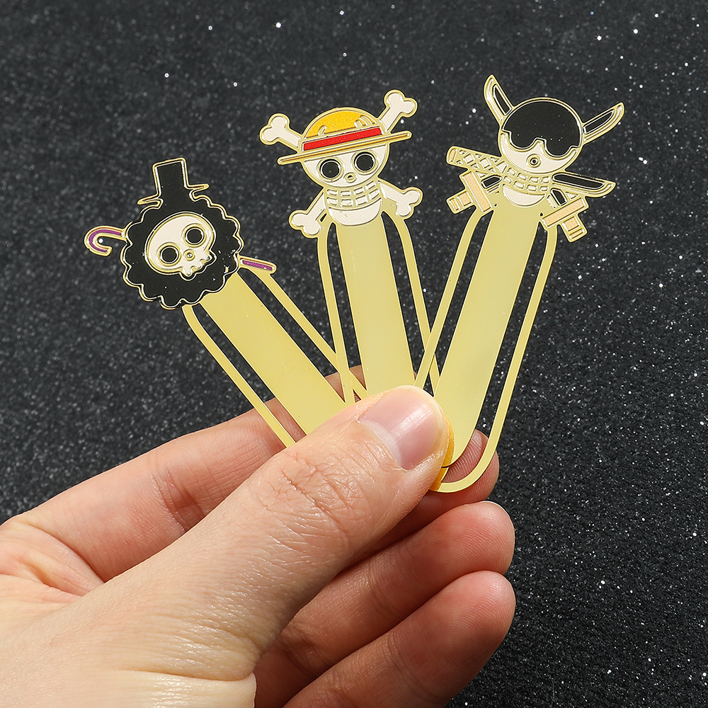 Marcapáginas de una pieza de Anime para mujeres, hombres y niños, fanáticos, libros creativos de Metal, colección de marcas, de decoración para amantes de los libros