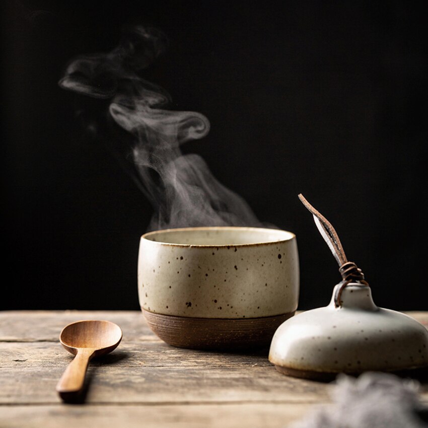 Japanese Retro Stew Cup With Lid, Kitchen Soup Cups Bowl Stew Pot Steamed Egg Bowl Stock Pots Household Baby Porridge Stew Cup