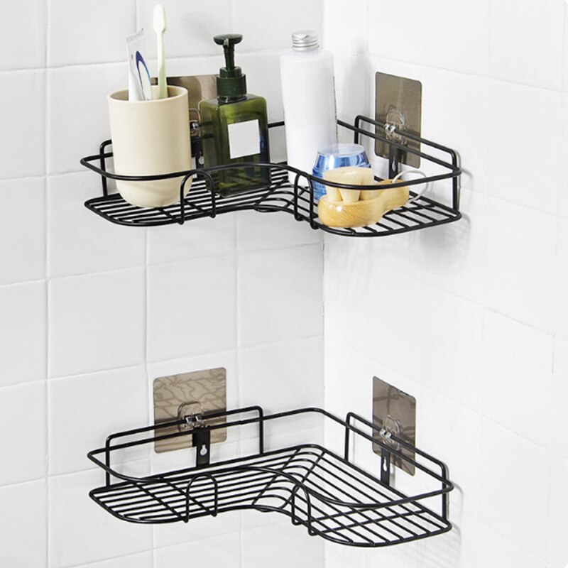 Driehoekige wandhoekrek badkamer keuken douche caddy plank organizer punch gratis houder fping