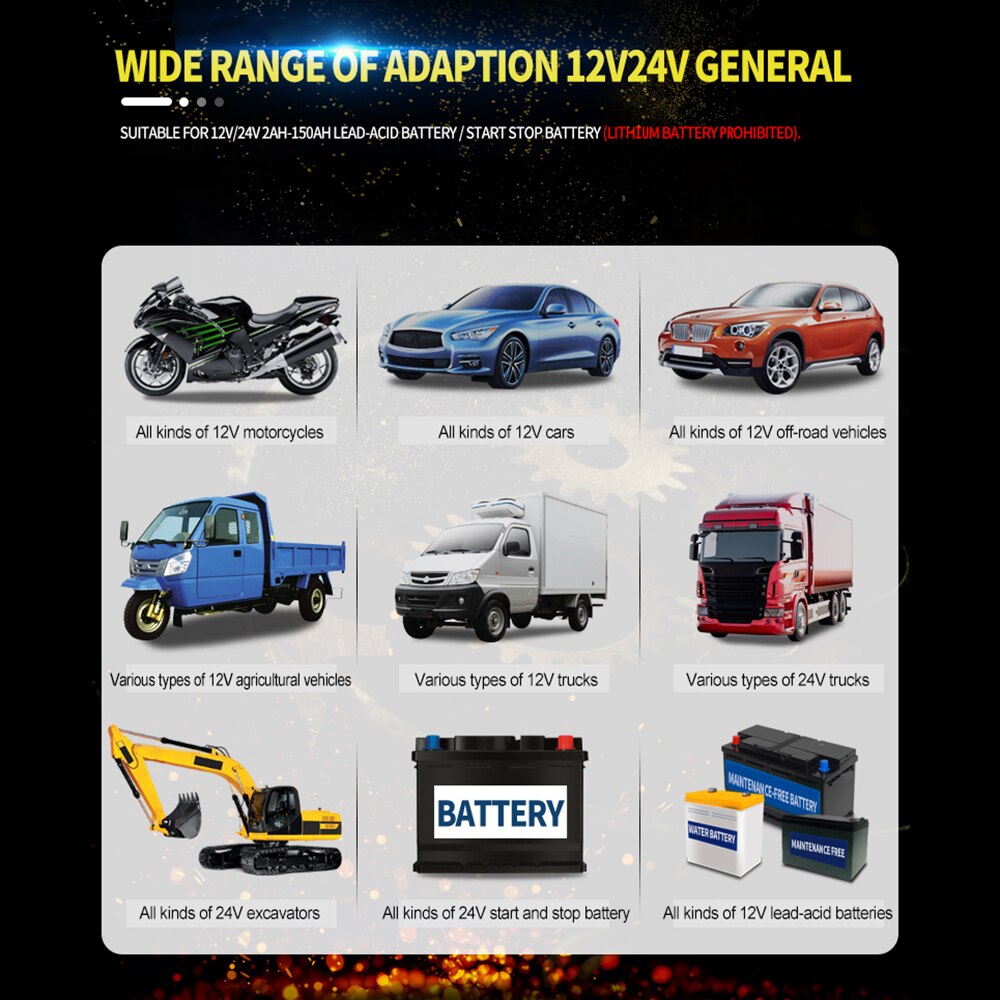 Chargeur de batterie de voiture type de réparation de batterie de moto chargeur de batterie de voiture entièrement automatique charge batterie offre spéciale